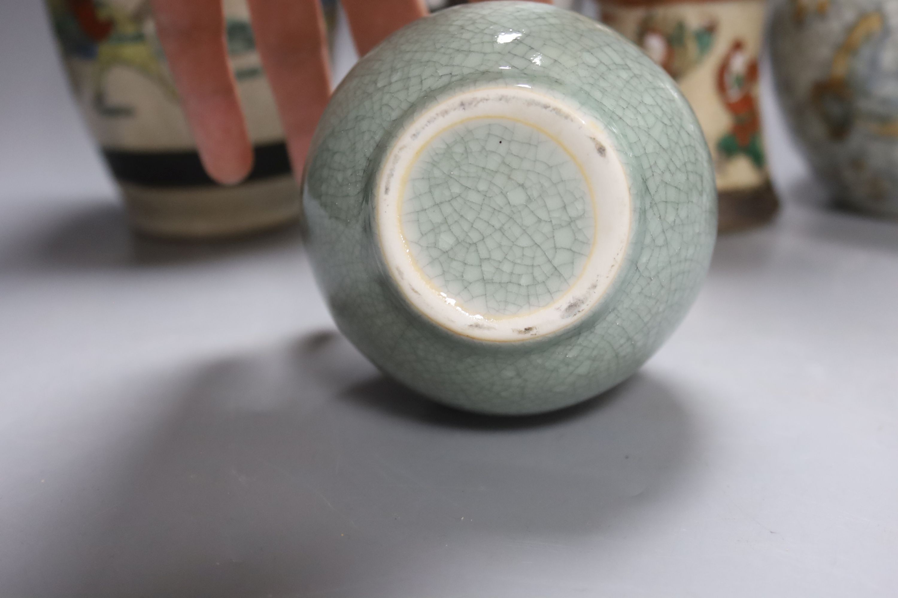 A group of 19th/20th century Chinese crackle glaze vases, tallest 30 cms high.
